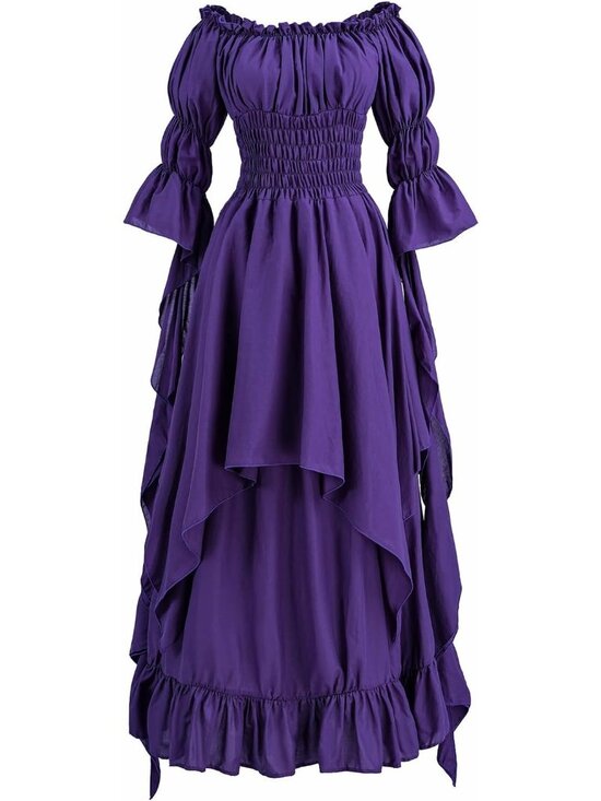 Dresses & Skirts - Women's Purple Medieval Costume Victorian Peasant Gothic Fairy Witch Dress